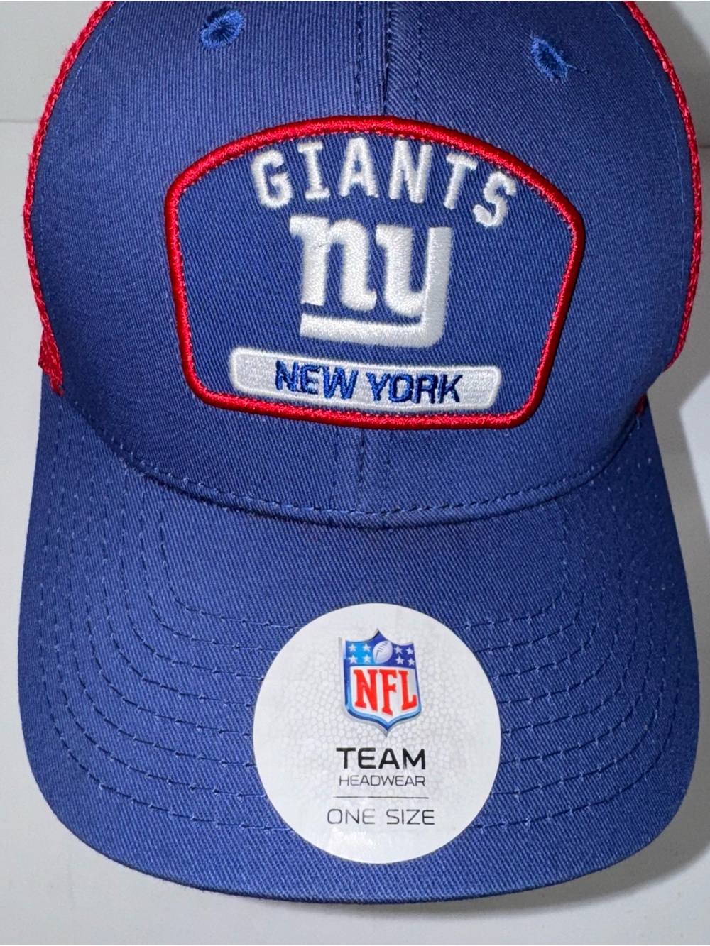 New York Giants NFL Team Apparel Hat Snapback Blue Red Mesh New